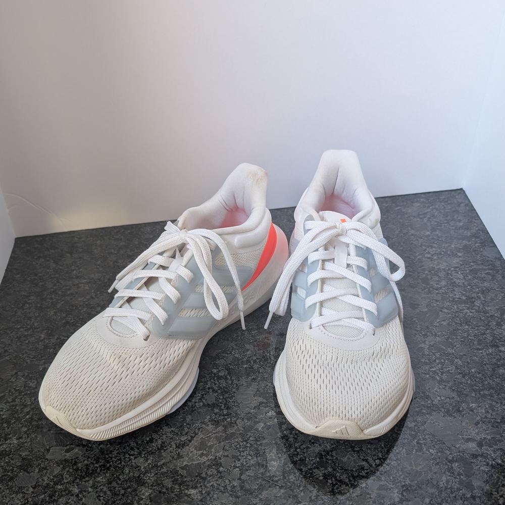 adidas Alphabounce+ HP5799 Women's Size 7 Running Shoes White Gray Solar Red